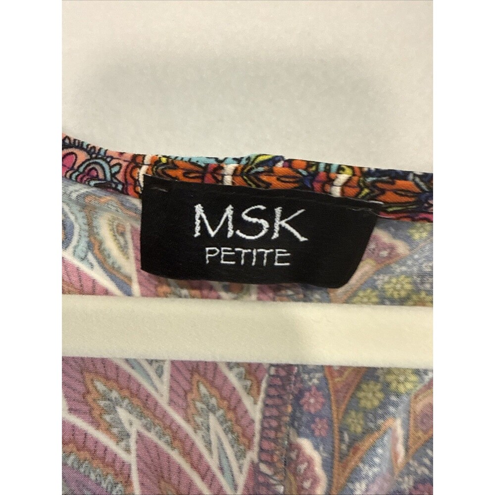 MSK Womens Multicolor Floral V-Neck Cold Shoulder Shift Dress PS Boho 70s Retro - Picture 5 of 8